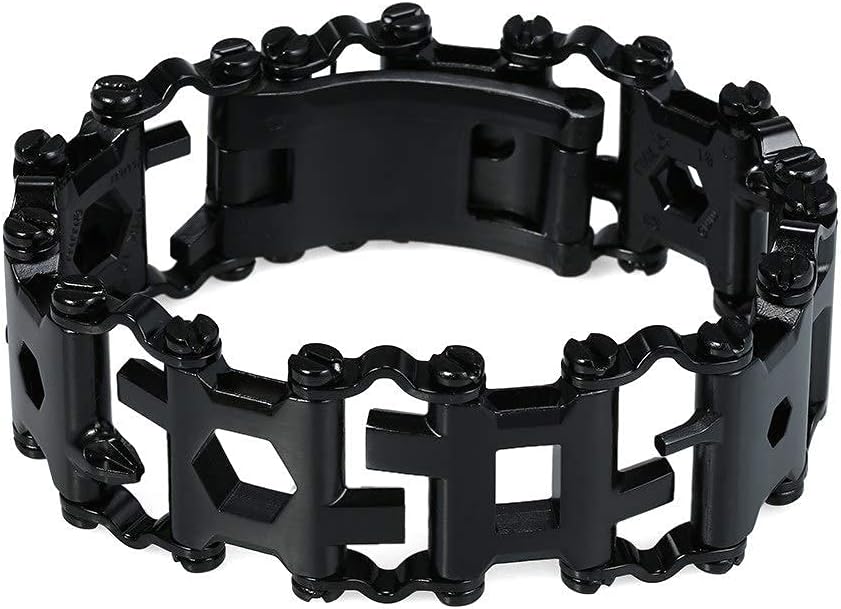 29 In 1 Black Stainless Steel Tool Bracelet U2122
