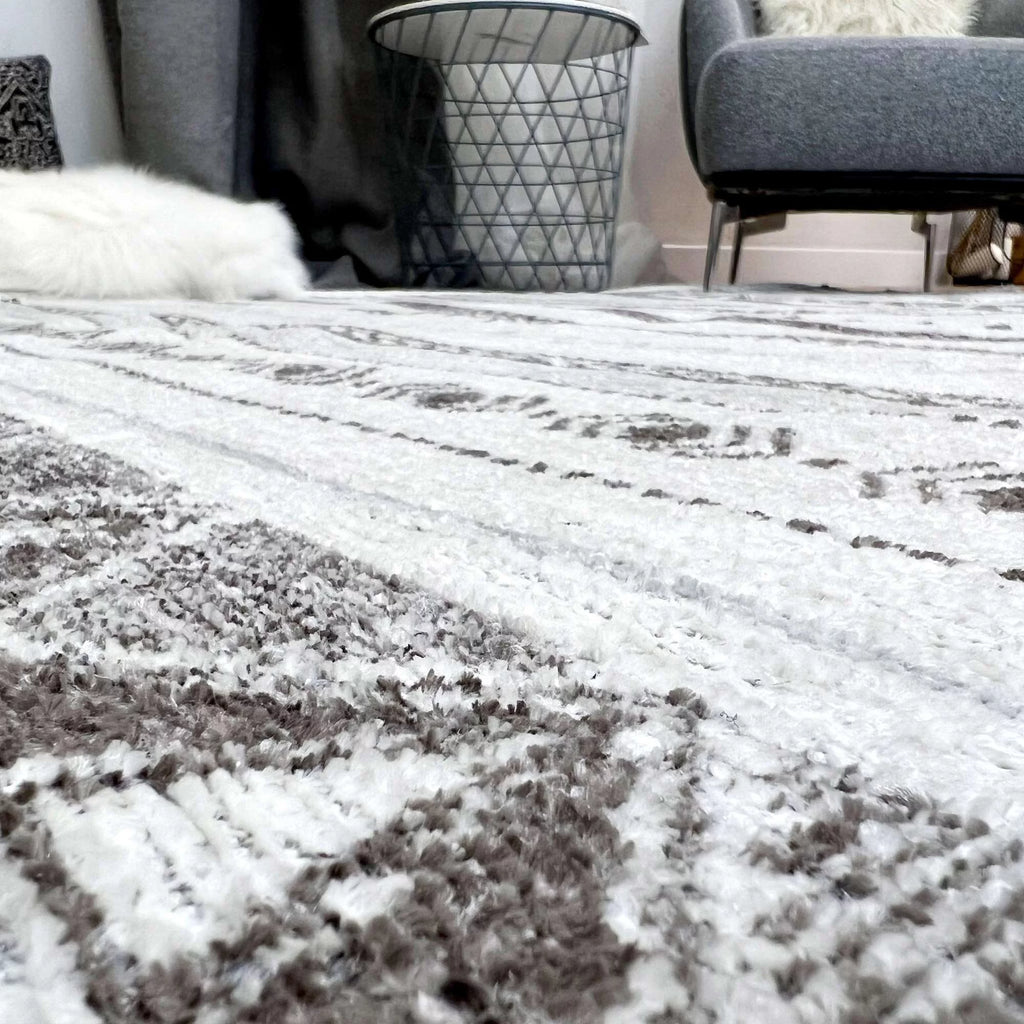 4x6 Grey Cream Cotton Washable Area Rugs U217177