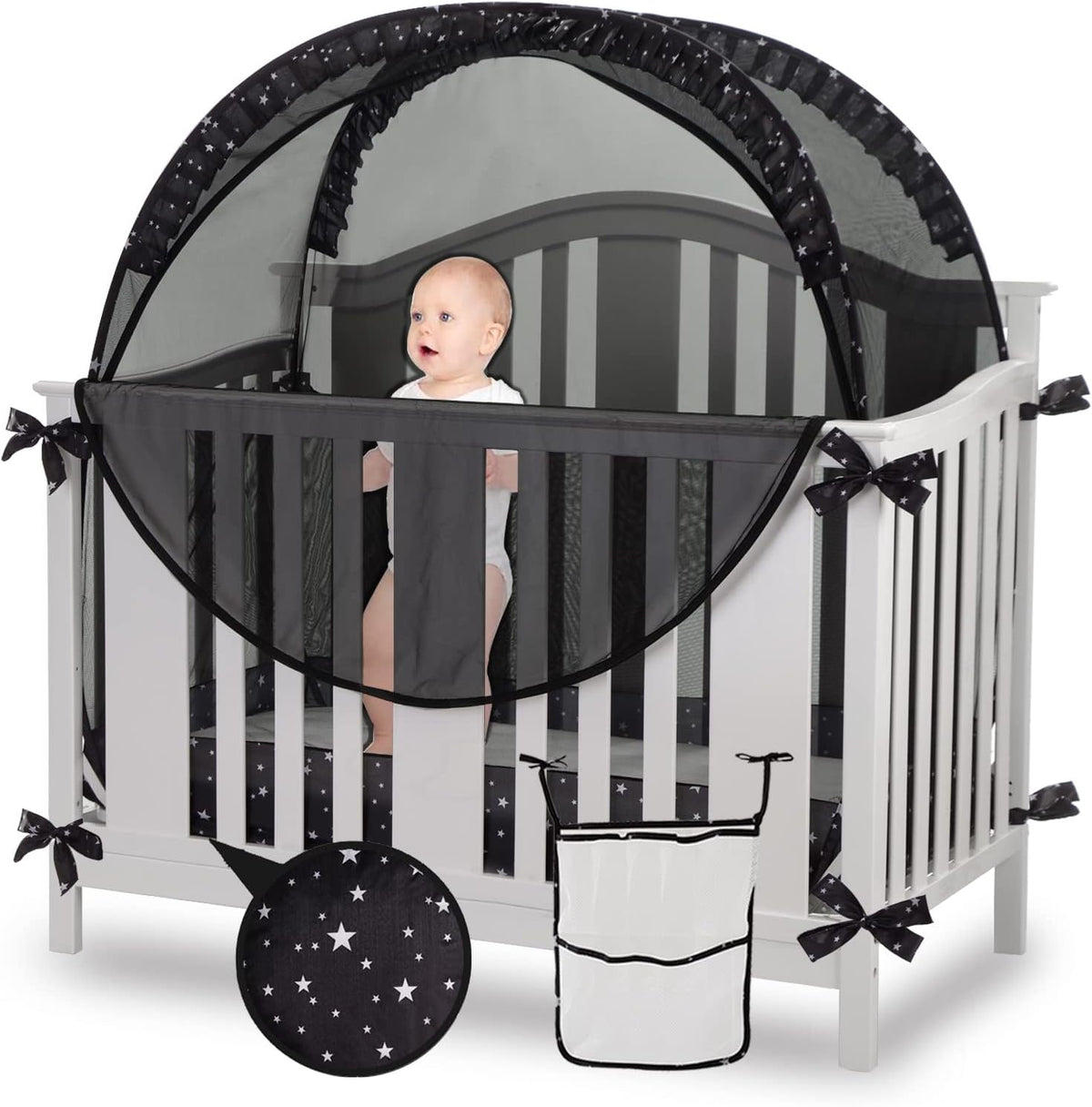 Pop Up Crib Tent Cover with Mesh Organizer I211031