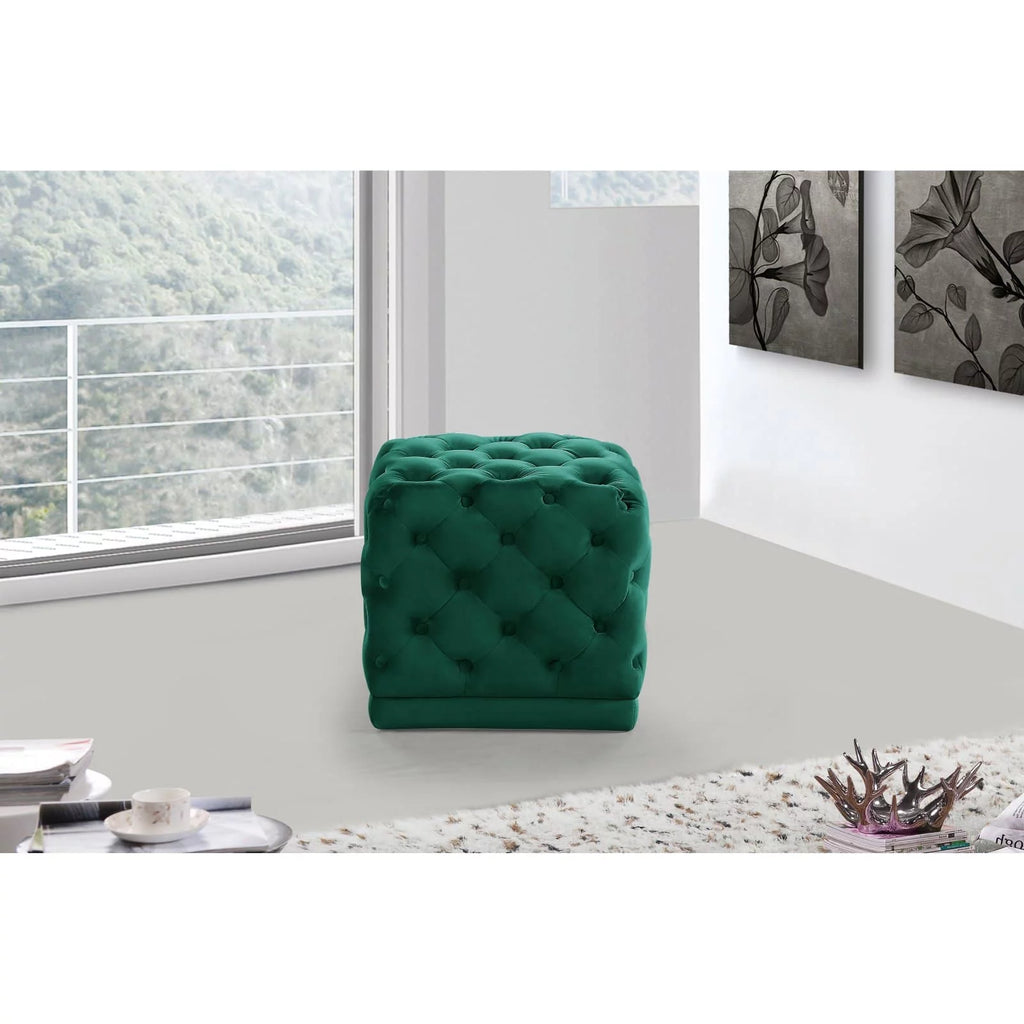 Cream Velvet Ottoman/Stool Z6345