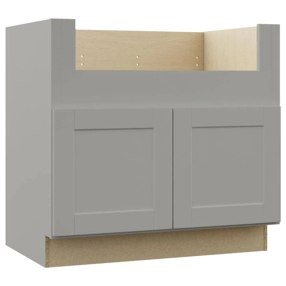 Dove Gray Farmhouse Apron-Front Sink Base Kitchen Cabinet J155
