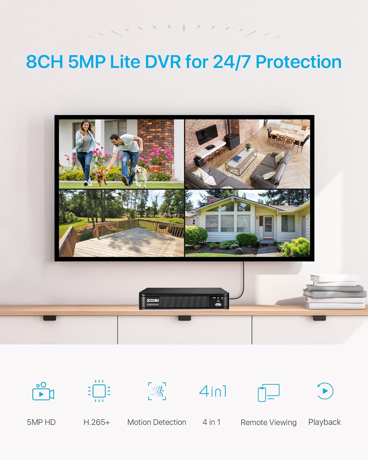 1080P 8 Channel Security Camera System with 4 Dome Cameras E84291
