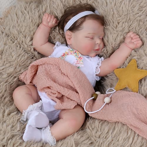 18 inch Sleeping Newborn Baby Girl Doll with Weighted Cloth Body T11483