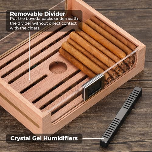 Cigar Humidor Cabinet with Automatic LED Light, Spanish Cedar Lining I834401