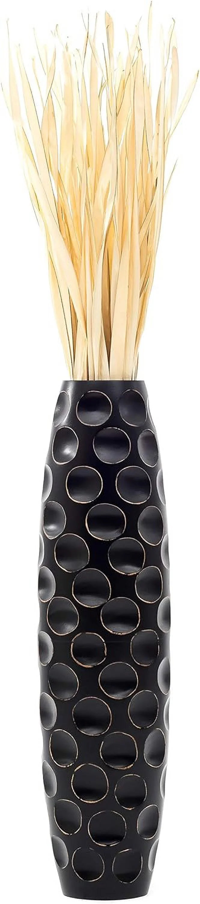Large Black Handmade Wood Floor Vase 28 inches Z338659