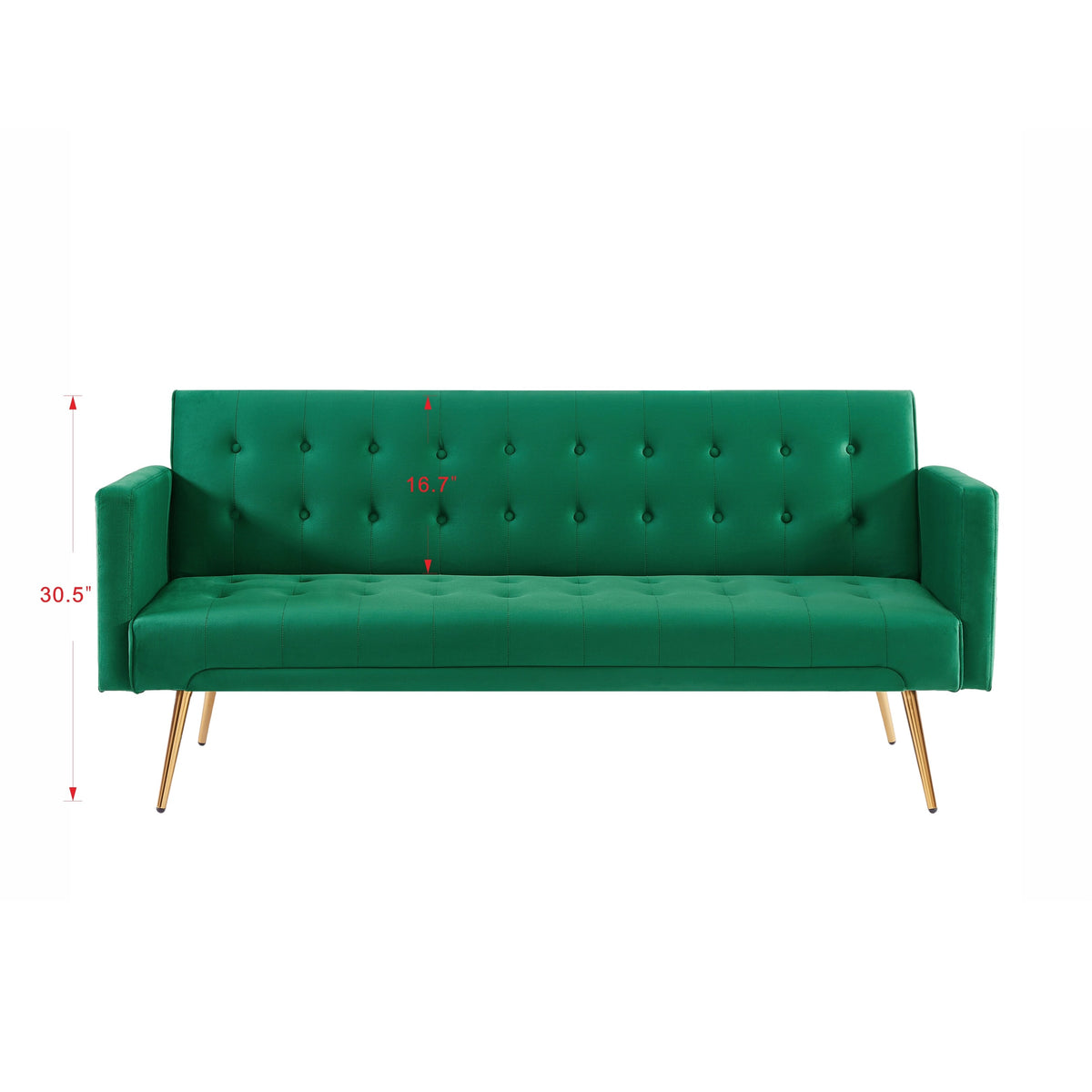 Green Velvet Sofa Bed with Metal Legs M27232