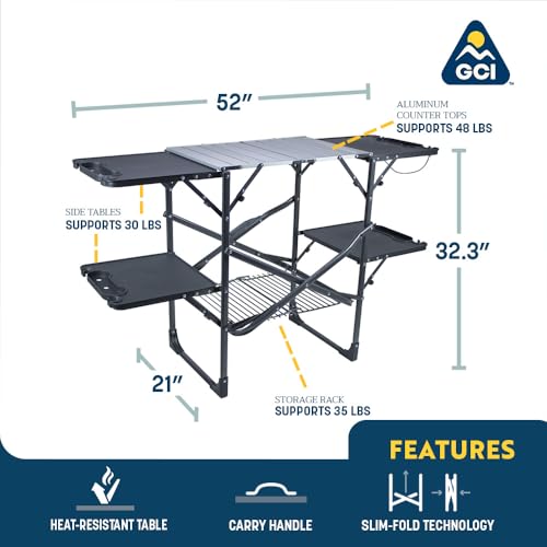 Portable Folding Cook Station with Heat Resistant Tabletop O57246