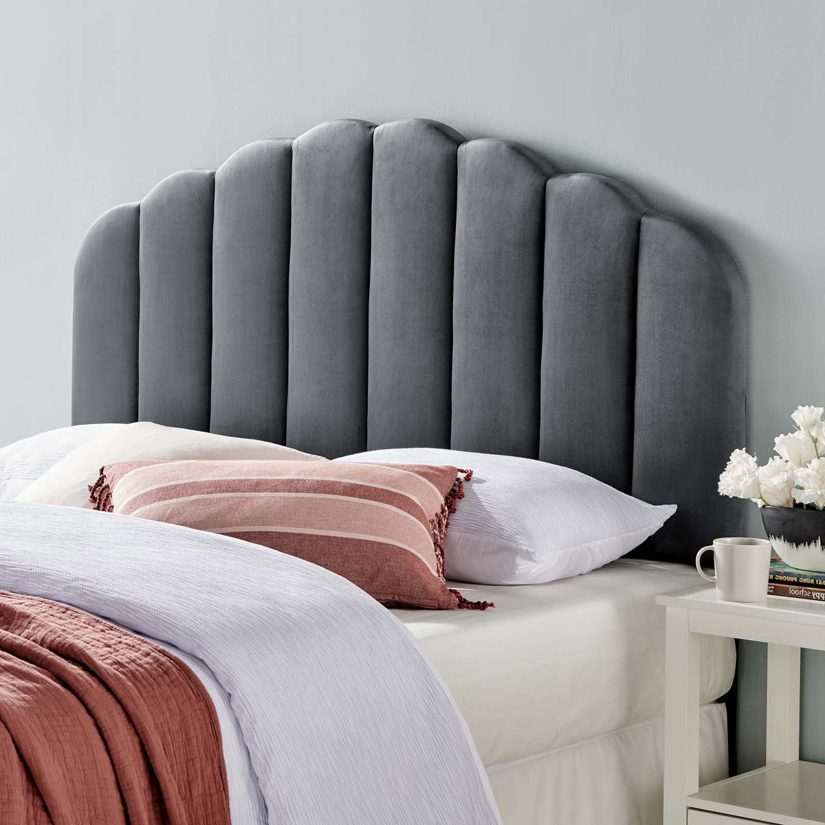 King Size Velvet Dark Grey Headboard V1188