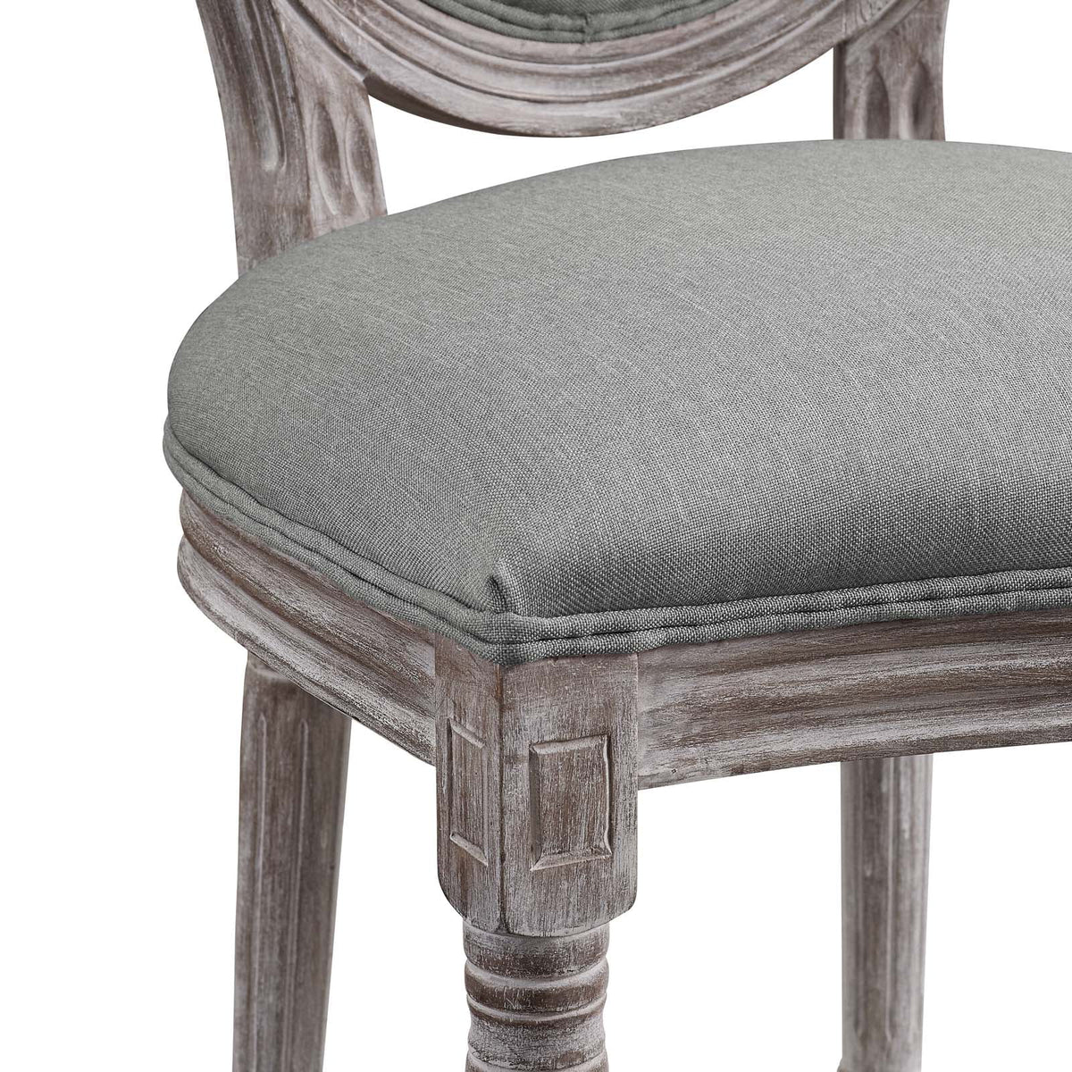 Light Grey Fabric Wood Dining Chair Set of Four Q4559