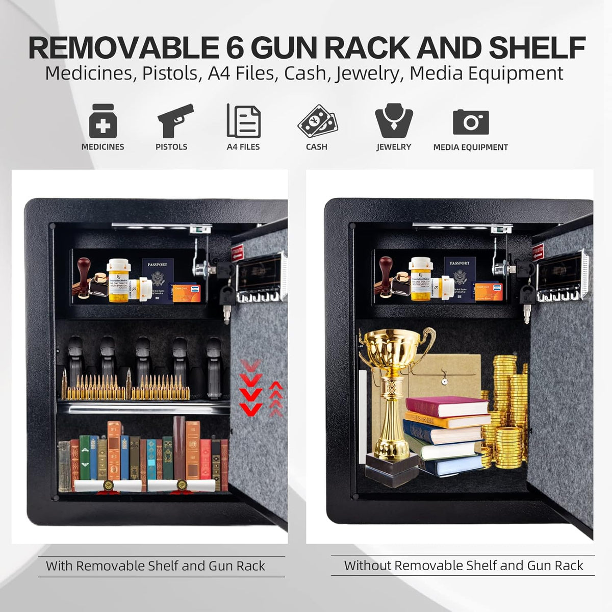 2.05 Cub Security Safe with Digital Keypad Fireproof Safe with Inner Cabinet LED Light V712516