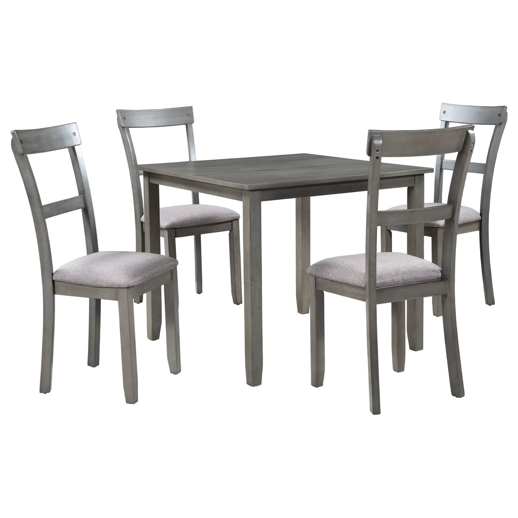 5 Piece Wooden Dining Table Set with 4 Upholstered Chairs Y526159