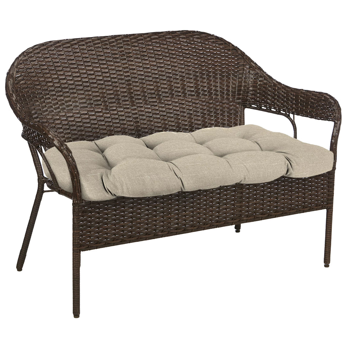 Tan Tufted Outdoor Settee Bench Cushion M3321