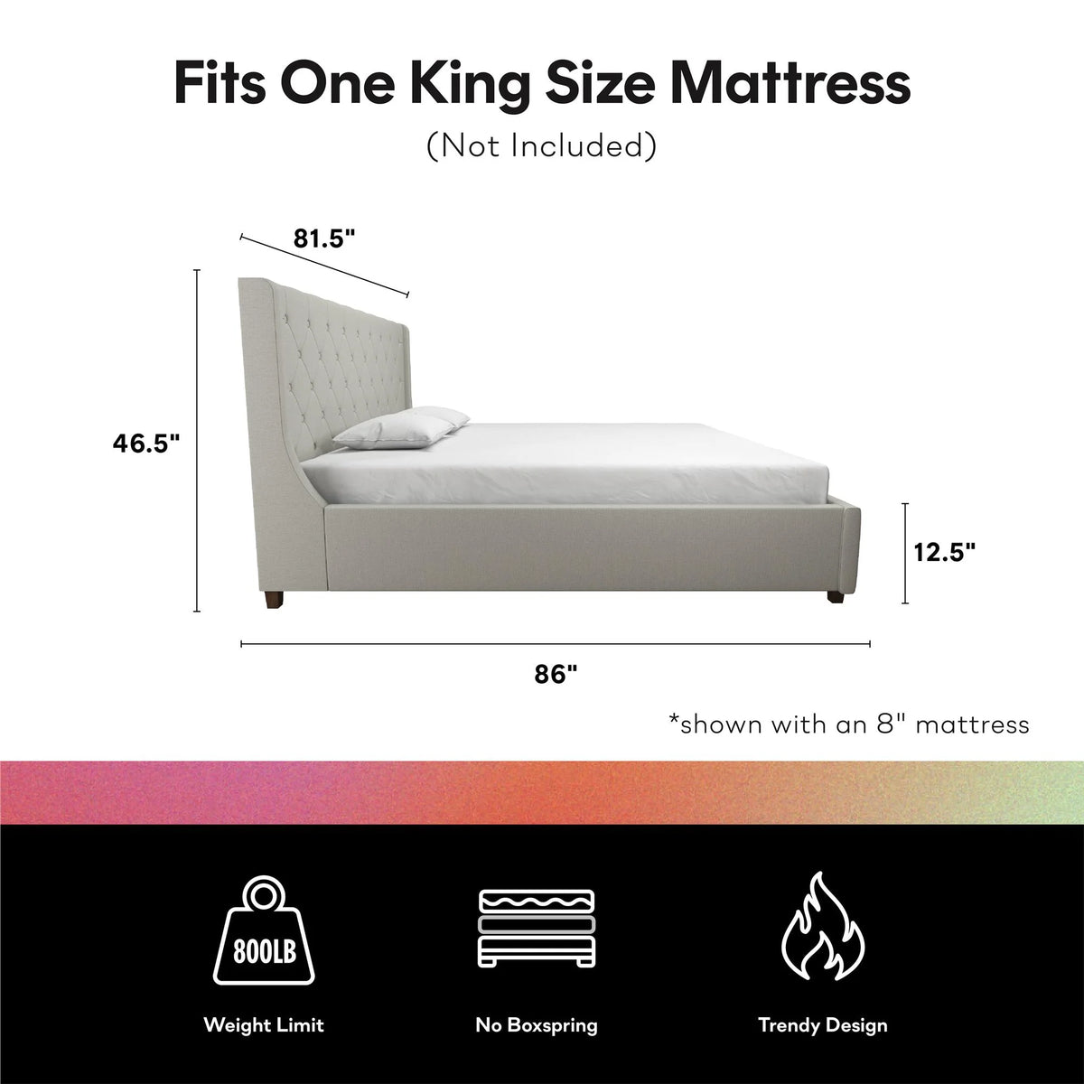 King Light Gray Linen Upholstered Bed N746921