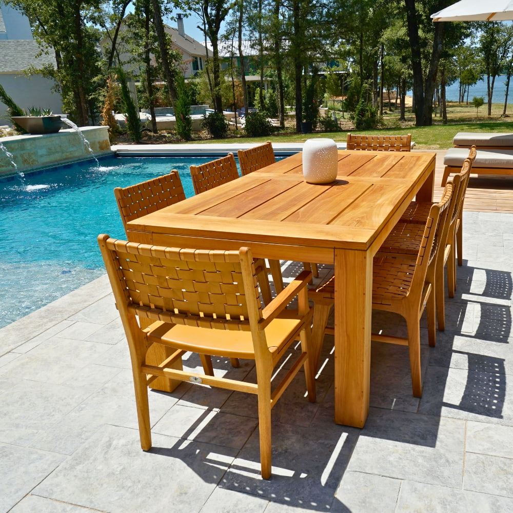 Teak Wood 8-person Long Rectangular Dining Table N725