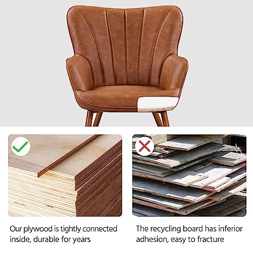 Brown PU Leather Armchair with Metal Legs J691