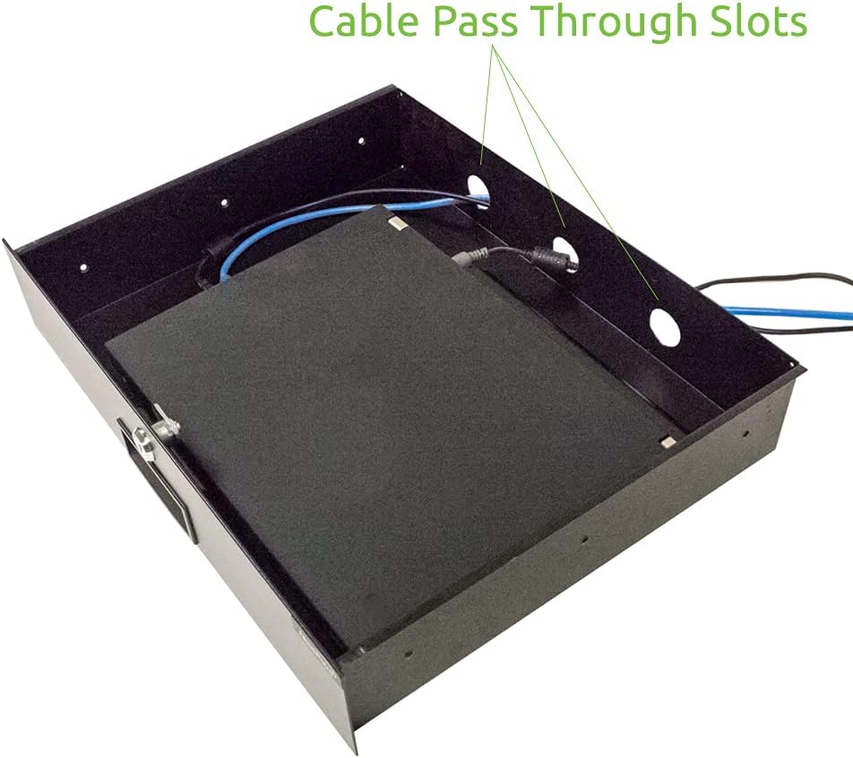2U Black Rack Mount Drawer with Lock and Key Pack of 2 Y643011