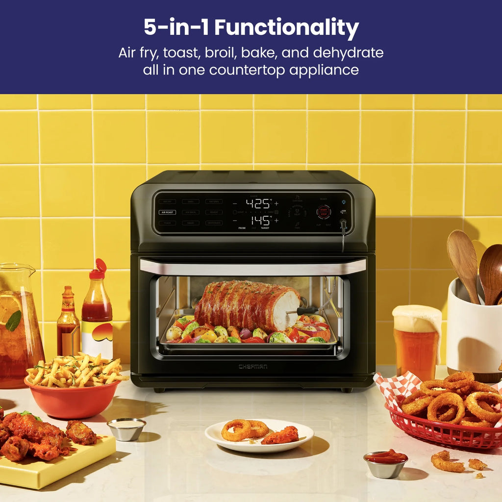 12-in-1 Air Fryer Oven Combo with Probe Thermometer, 20 Qt, Black Stainless Steel R130
