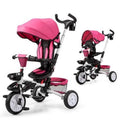 Pink 6-In-1 Kids Stroller Tricycle with Canopy R321