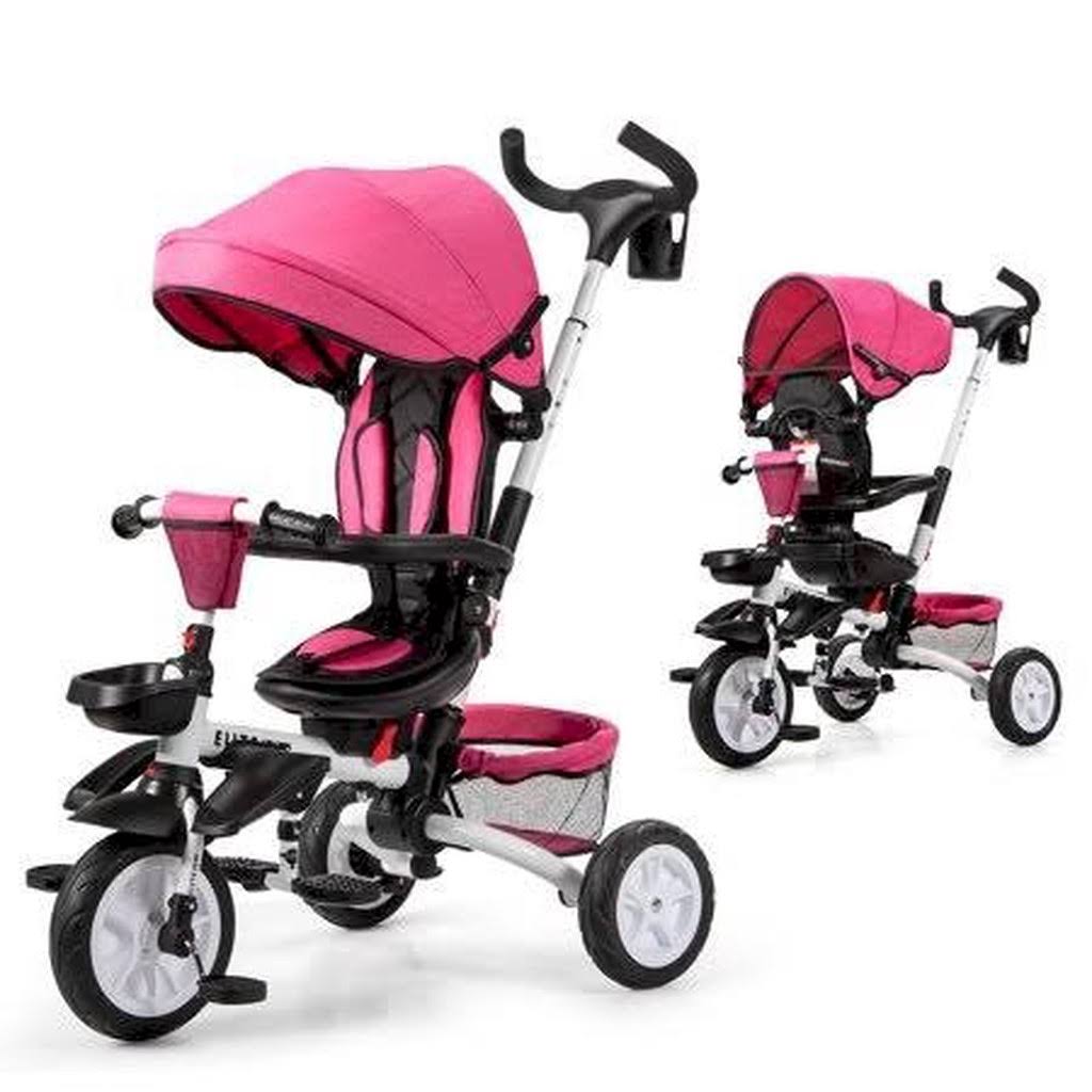 Pink 6-In-1 Kids Stroller Tricycle with Canopy R321