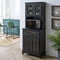 Charcoal Microwave Storage Stand with Double Door Cabinets O221