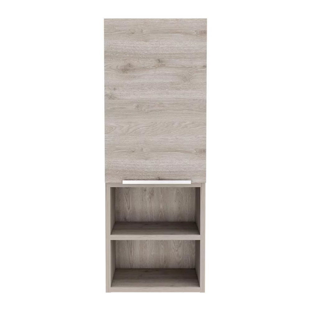 Light Gray Single Door Bathroom Cabinet with Two Open Shelves S711