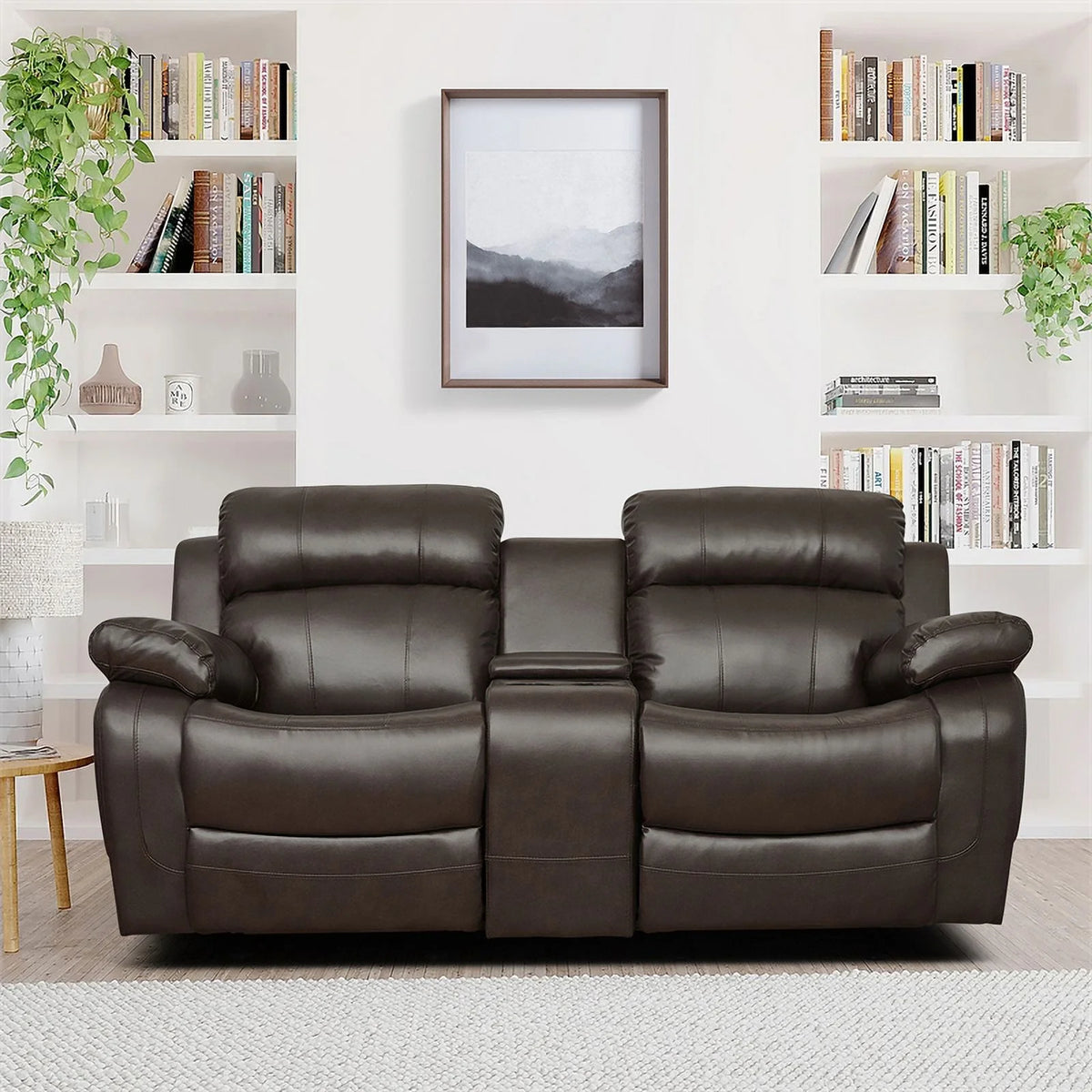 Brown Faux Leather 2-Piece Reclining Sofa Set O675