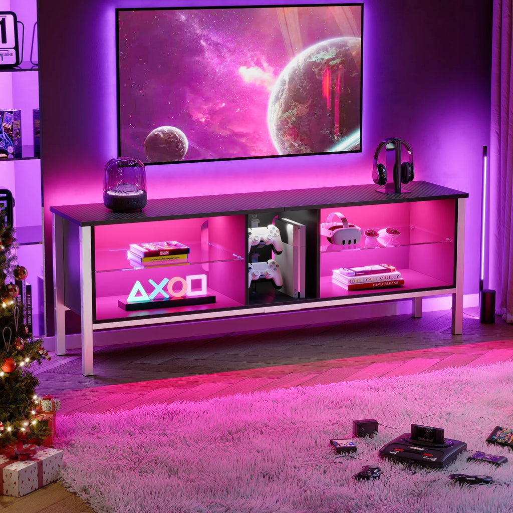 Black Marble TV Stand with Storage Cabinet U795