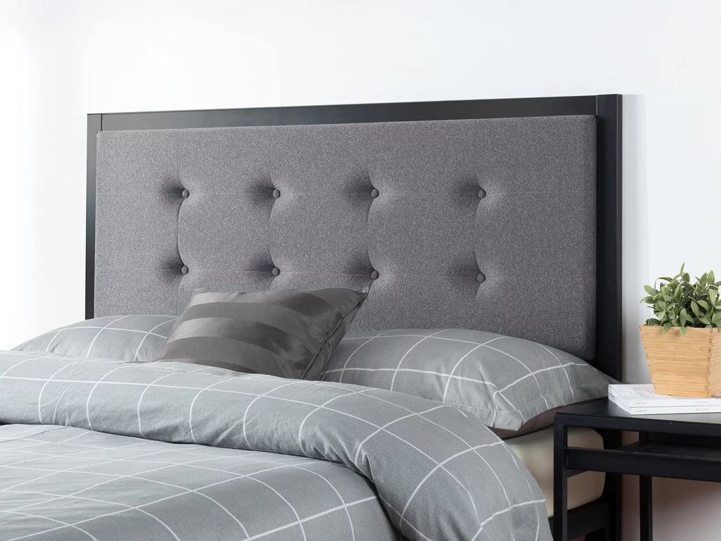 Queen Gray Upholstered Metal Headboard O189