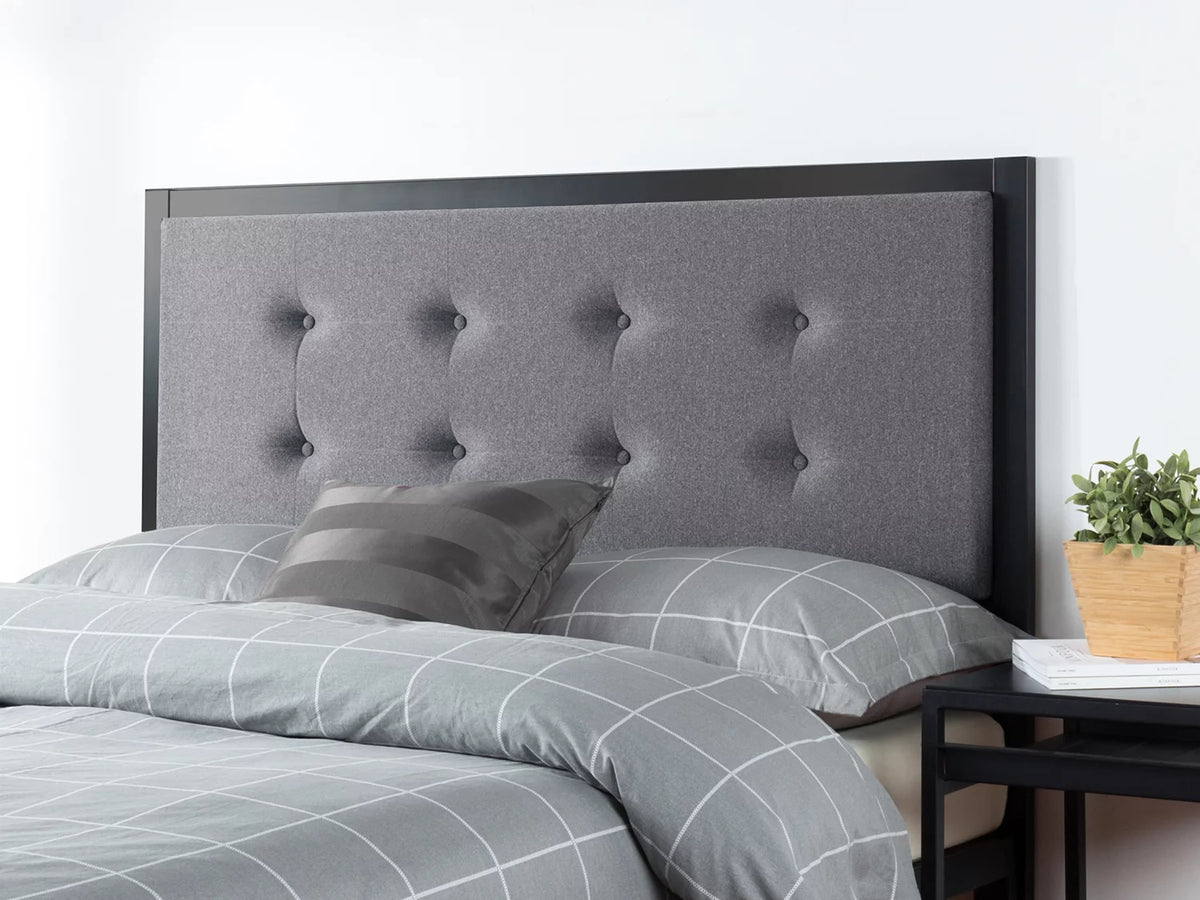Queen Gray Upholstered Metal Headboard O189