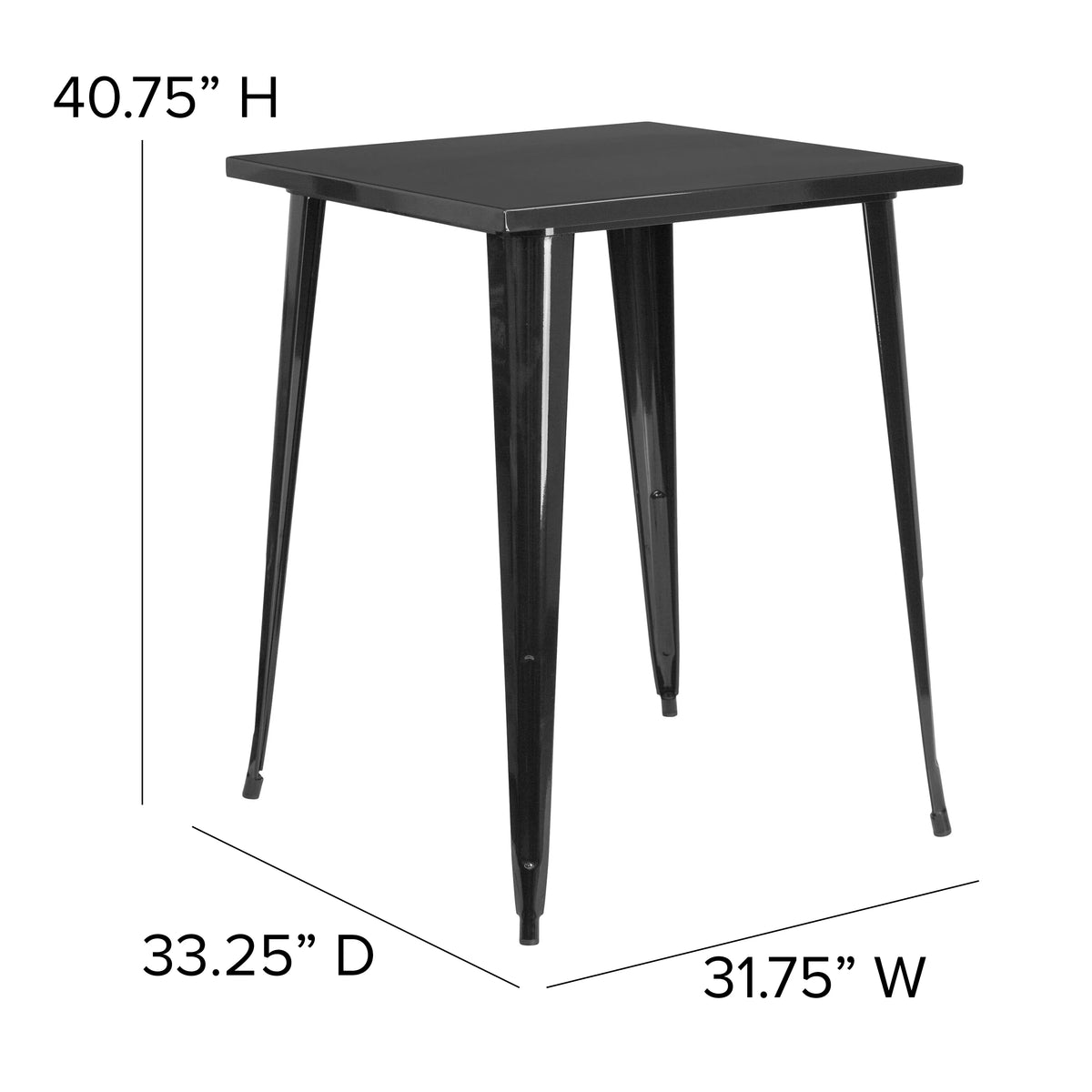 Black Metal Indoor-Outdoor Bar Height Table X2380