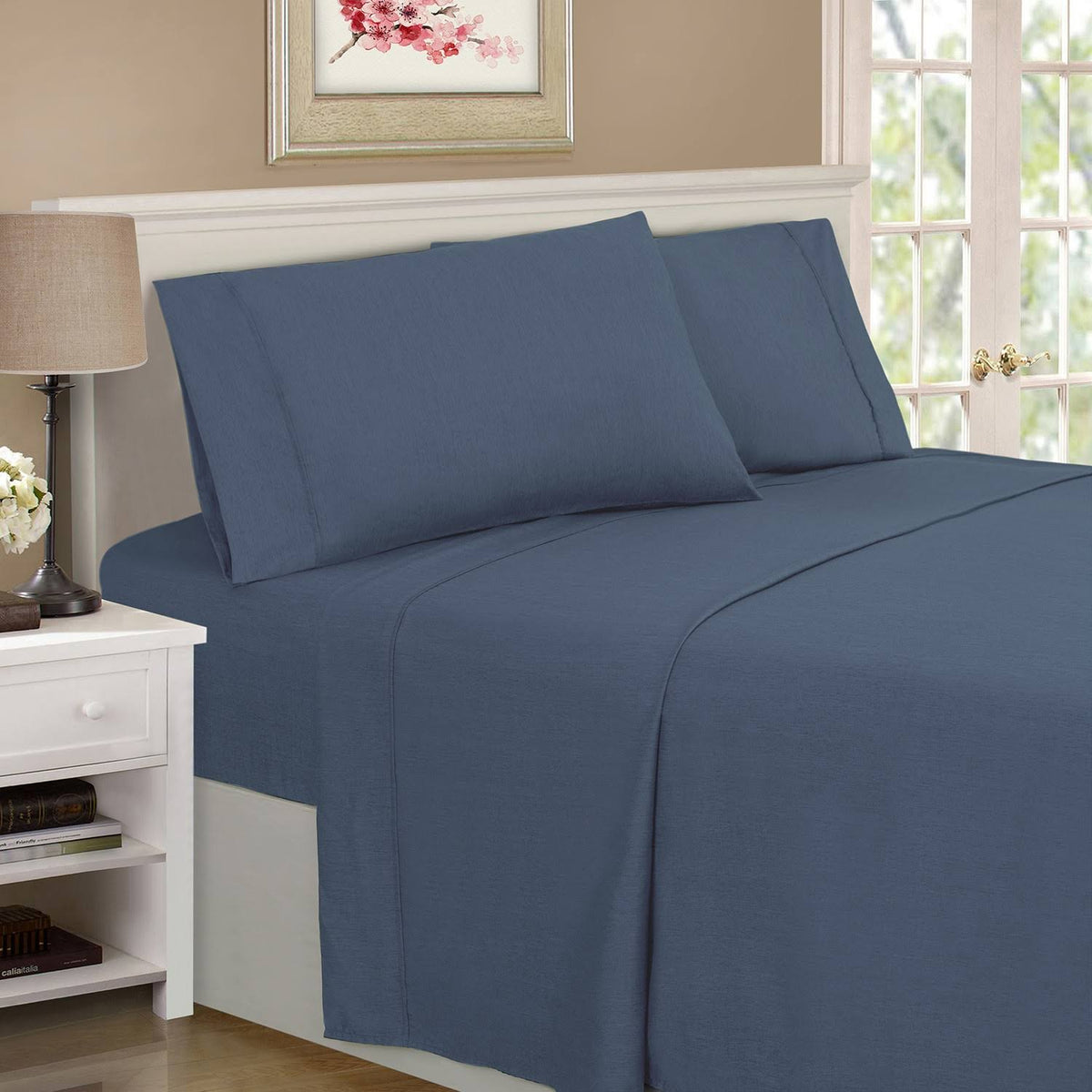 Navy Blue California King Rayon from Bamboo Microfiber Sheet Set C82067
