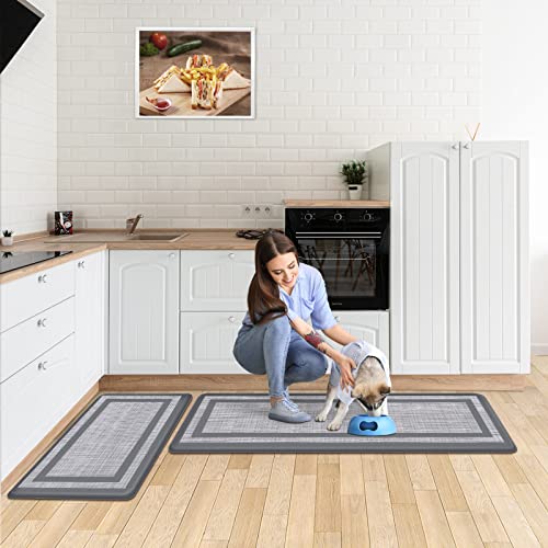 2 PCS Black and Gray Anti-Fatigue Kitchen Mat B5802