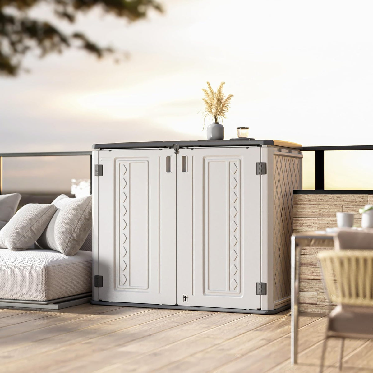 White Resin Outdoor Storage Cabinet Q436