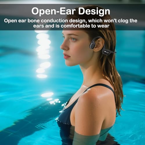 IP68 Waterproof Bone Conduction Swimming Headphones with MP3 Player (Black) F4622