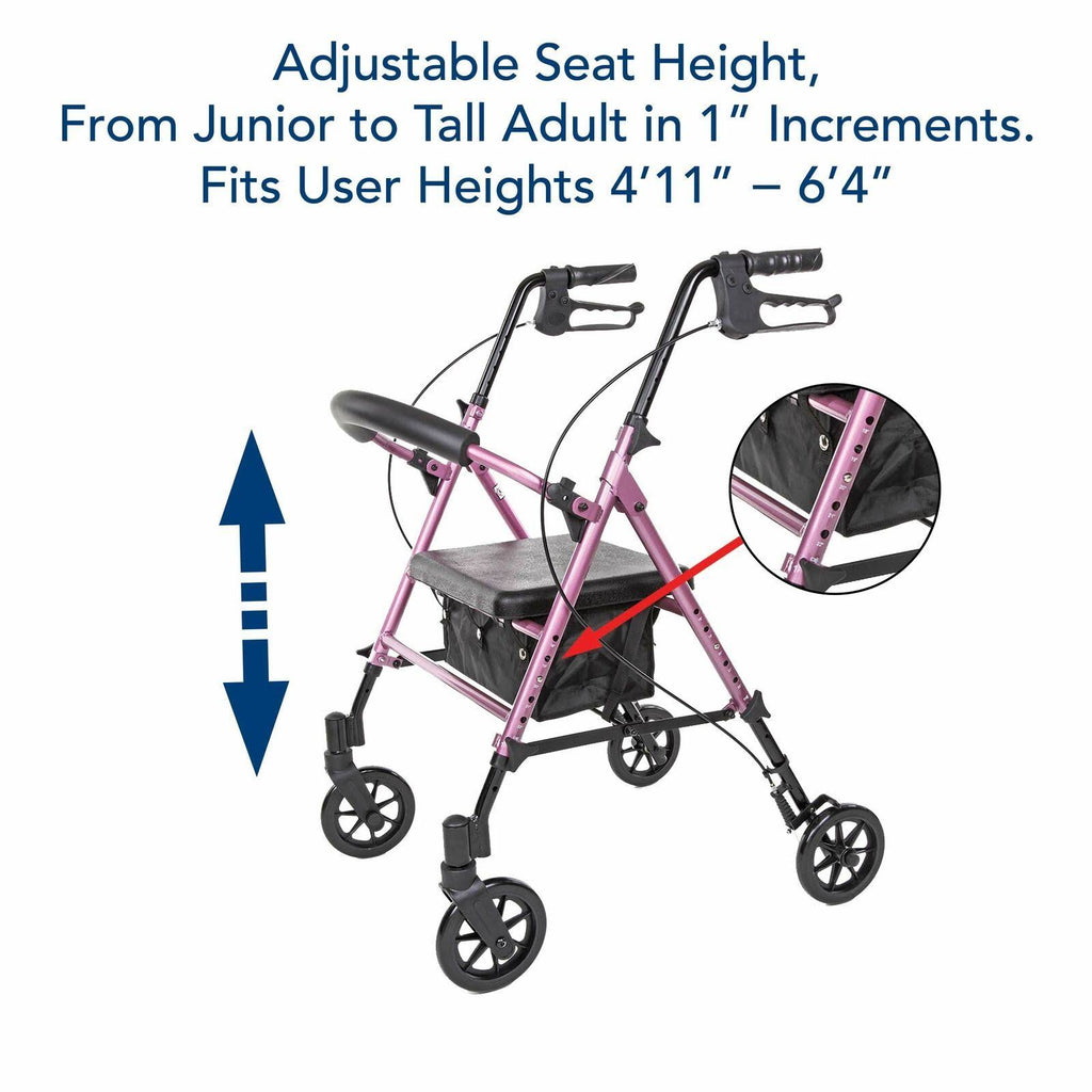 Pink Aluminum Rolling Walker Y4773