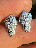 Mens 925 Sterling Silver CZ Stud Earrings P1302