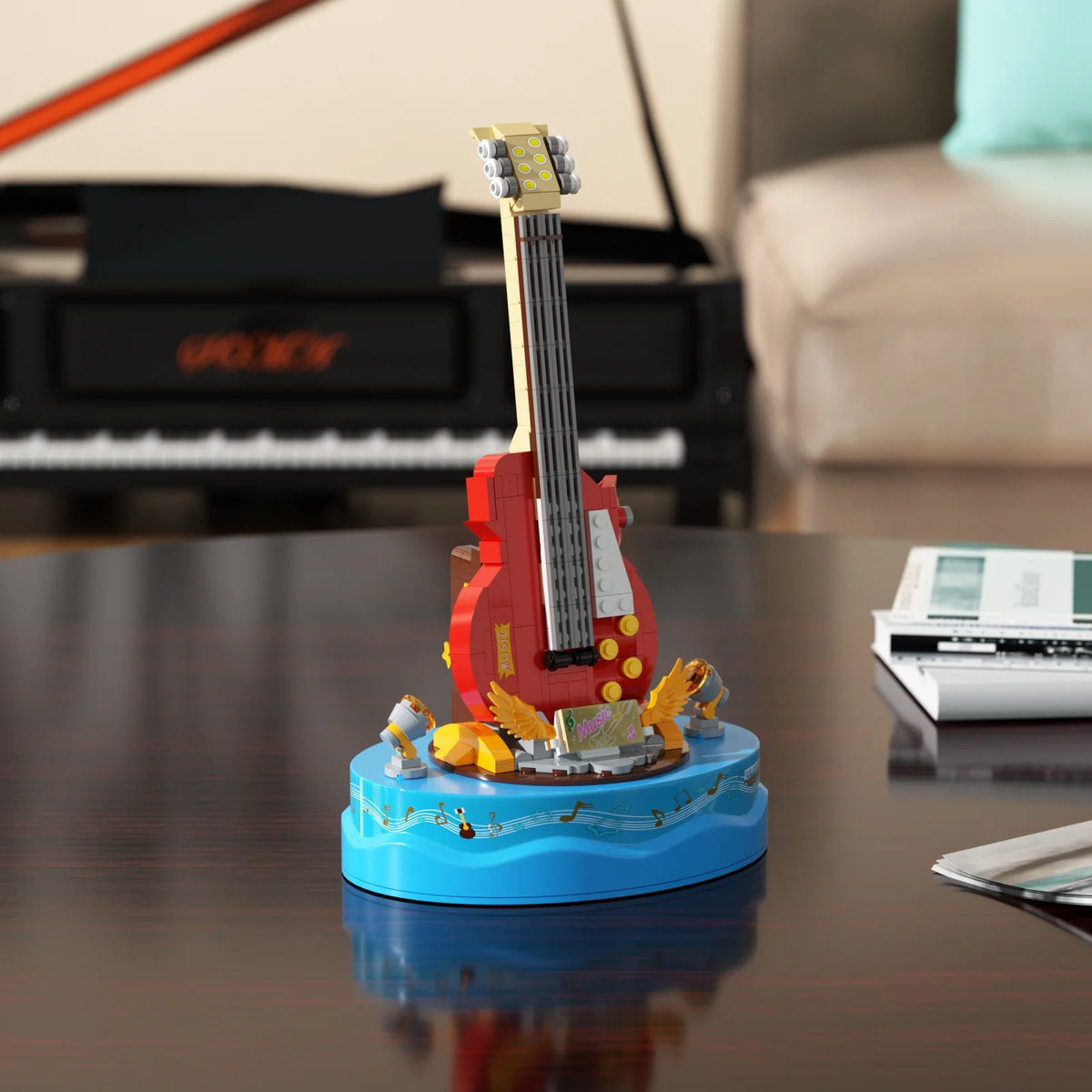 Guitar Model Building Set with Music Box Construction Creative Toys (308 Pcs) E744553