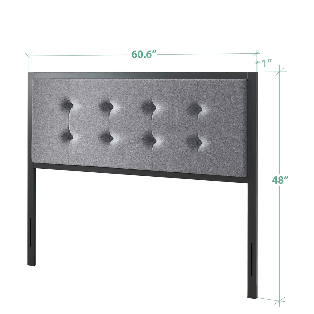 Queen Gray Upholstered Metal Headboard O189