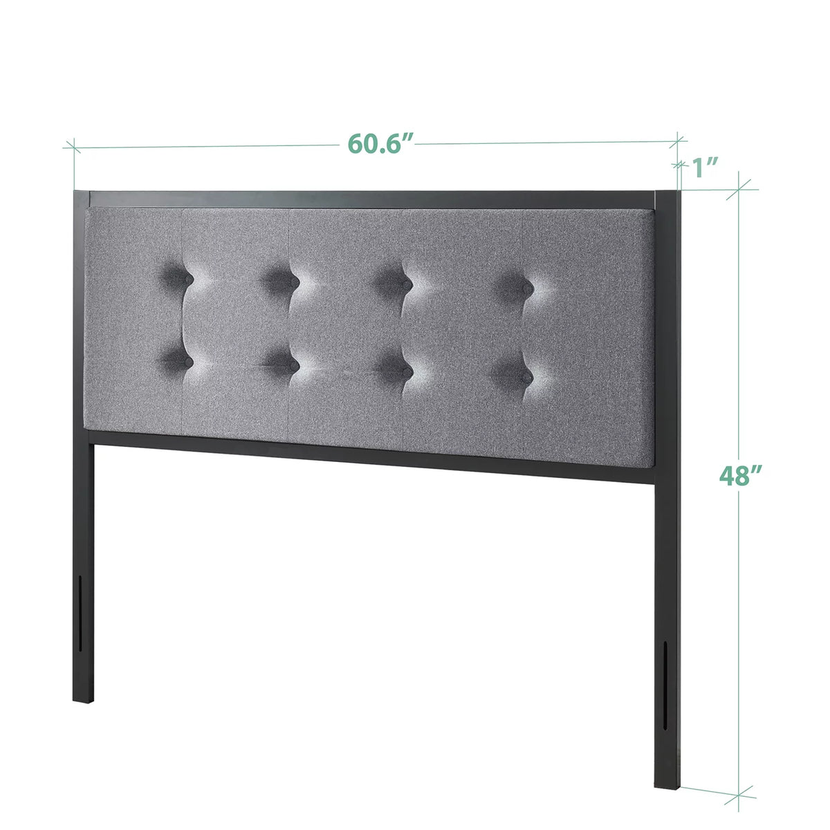 Queen Gray Upholstered Metal Headboard O189