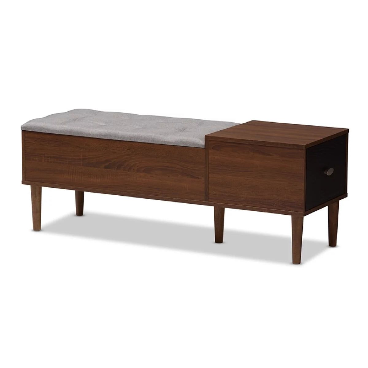 Oak and Dark Brown Wood 1-drawer Storage Bench A32405