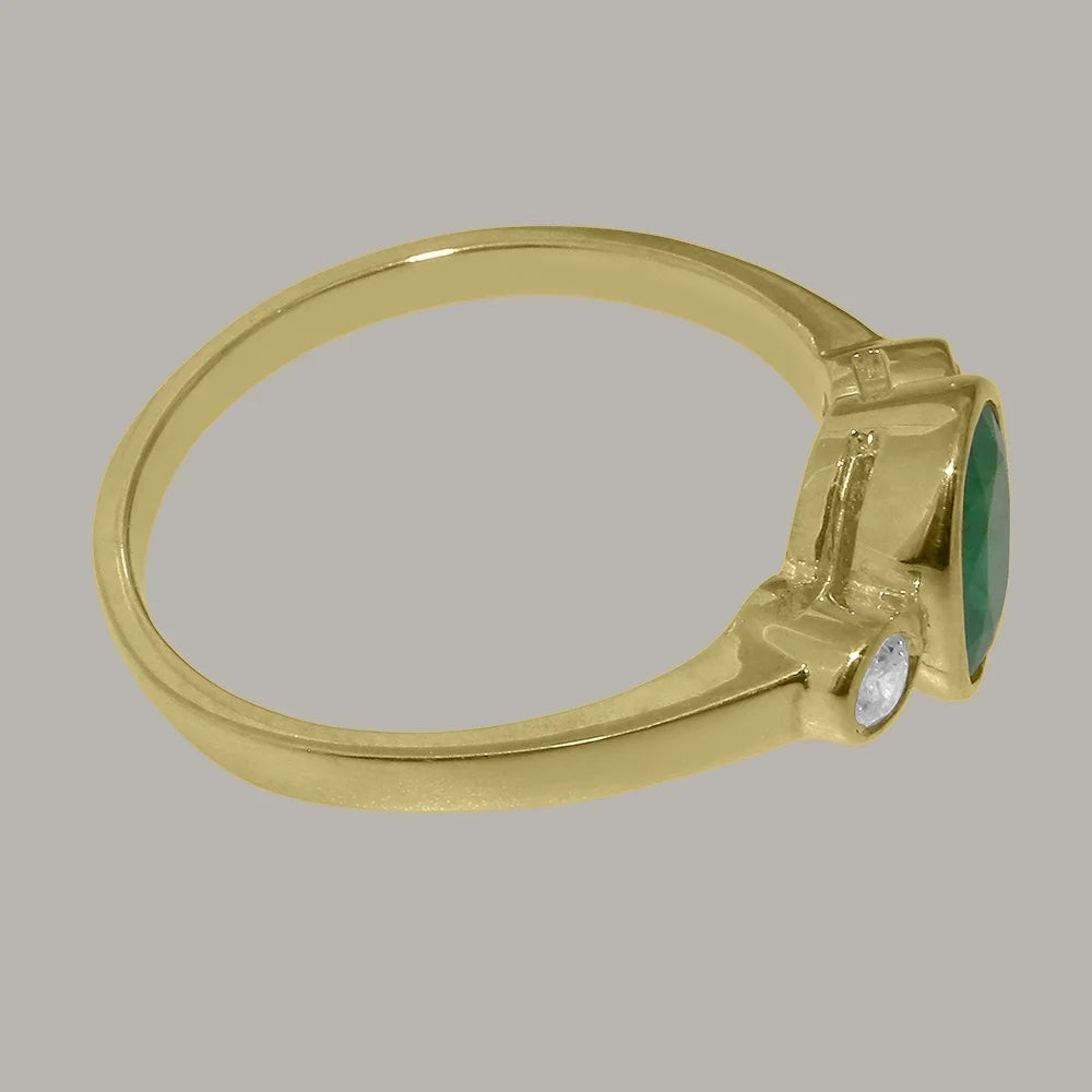 9k Yellow Gold Emerald Diamond Ring N32558
