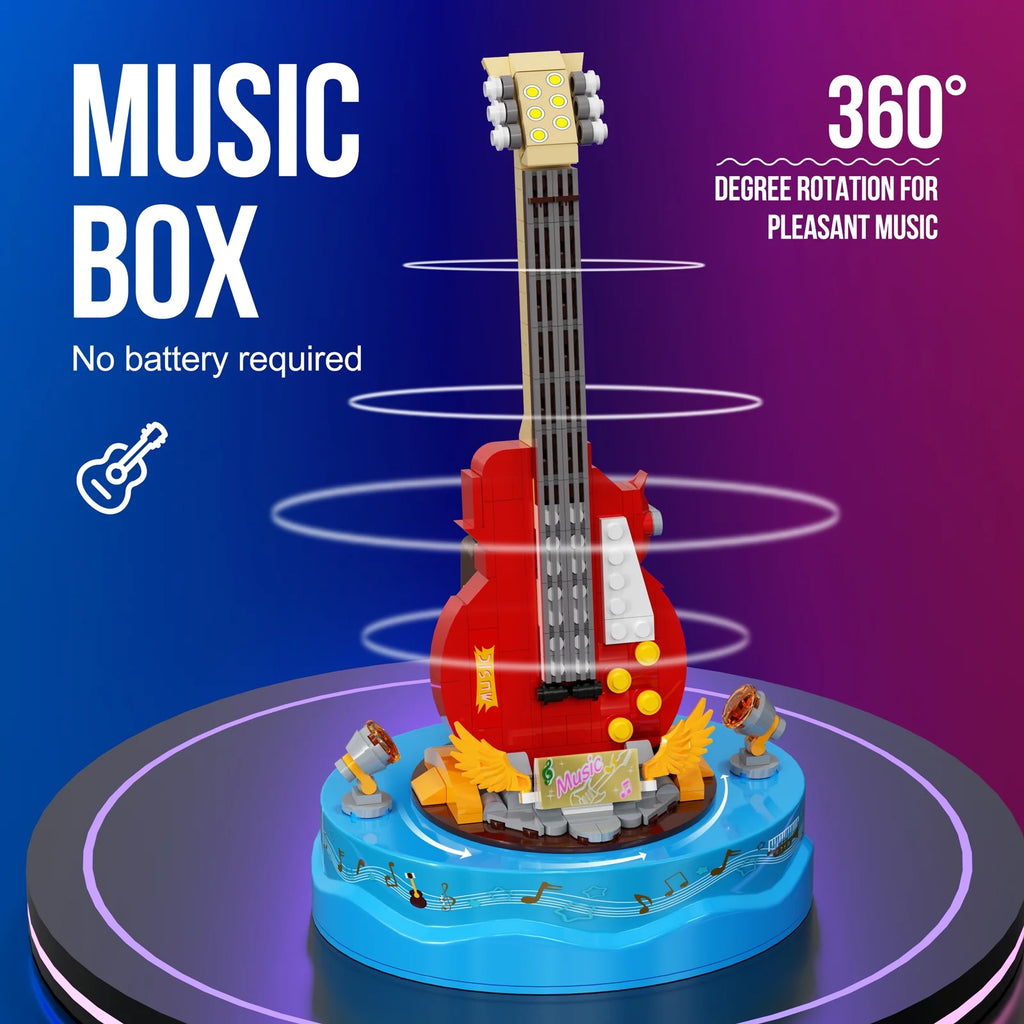 Guitar Model Building Set with Music Box Construction Creative Toys (308 Pcs) E744553