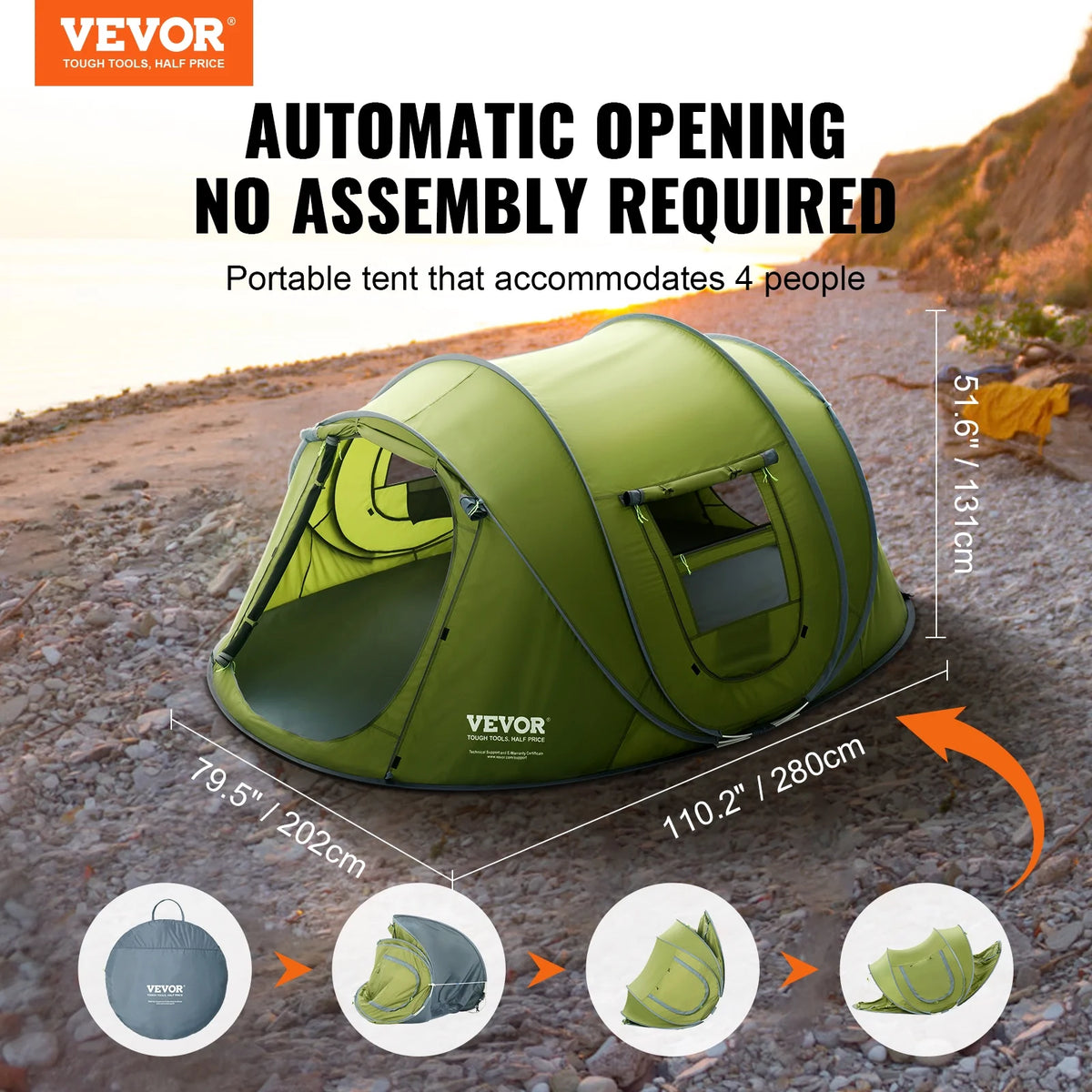 4 Person Waterproof Pop Up Camping Tent A323566