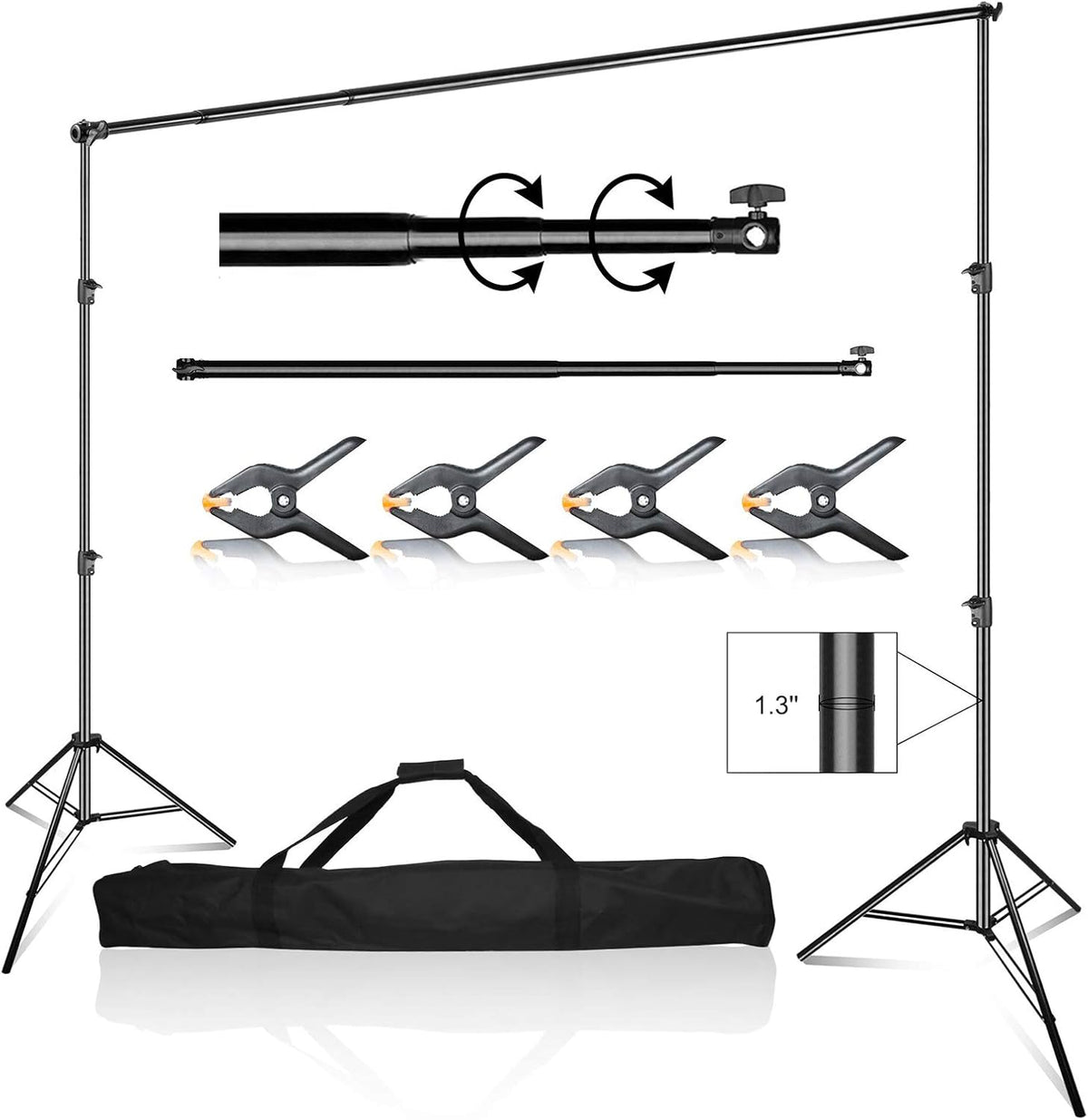 10 x 10 ft Heavy Duty Adjustable Backdrop Support System Kit with Carry Bag I22322