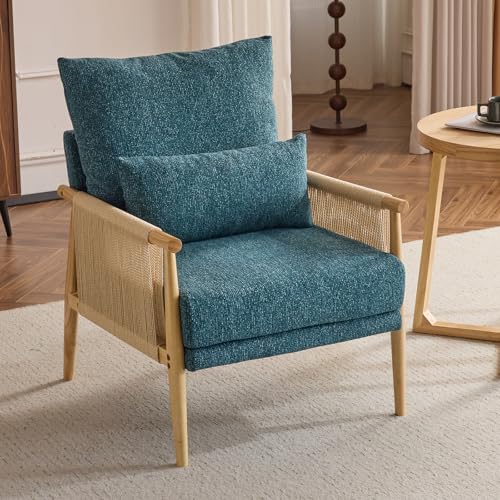 Green Chenille Accent Chair with Lumbar Pillow F4053