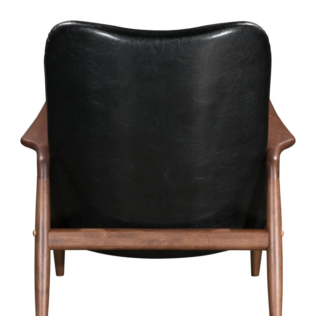 Walnut & Black Faux Leather Chair & Ottoman Set C57526
