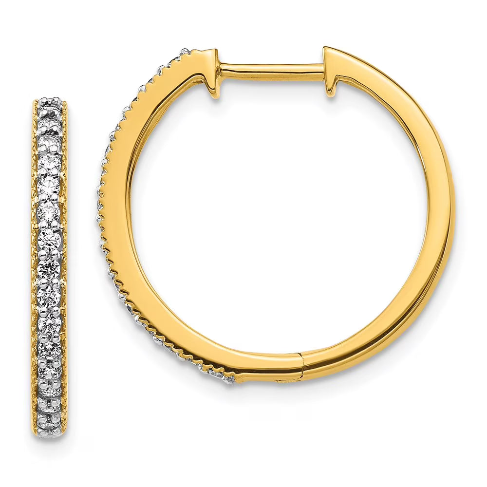 14kt Yellow Gold Diamond Hinged Hoop Earrings I15577