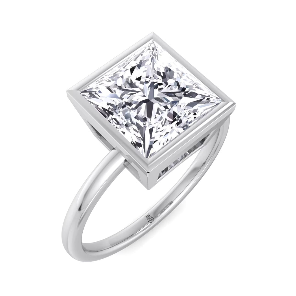 Moissanite Princess Cut Lab Diamond Bezel Set Engagement Ring G70631