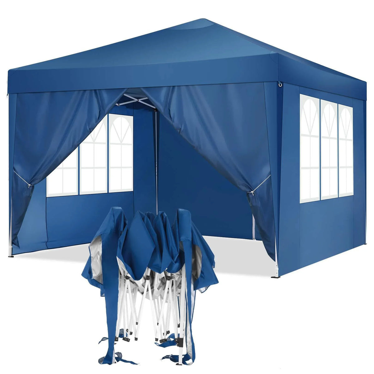 10x10ft Popup Canopy with 4 Sidewalls Blue D516