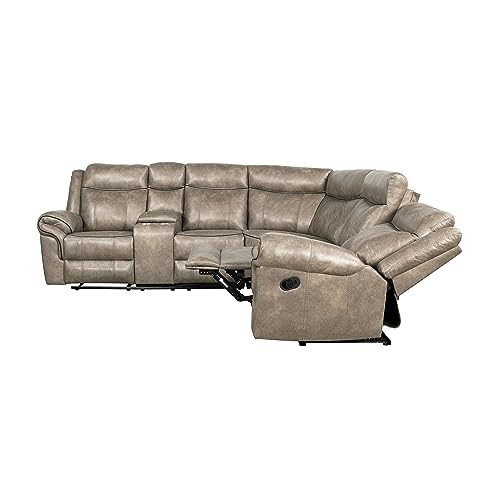 L-Shaped Faux Leather Recliner Corner Sectional Couch with Console & Cup Holders M33678